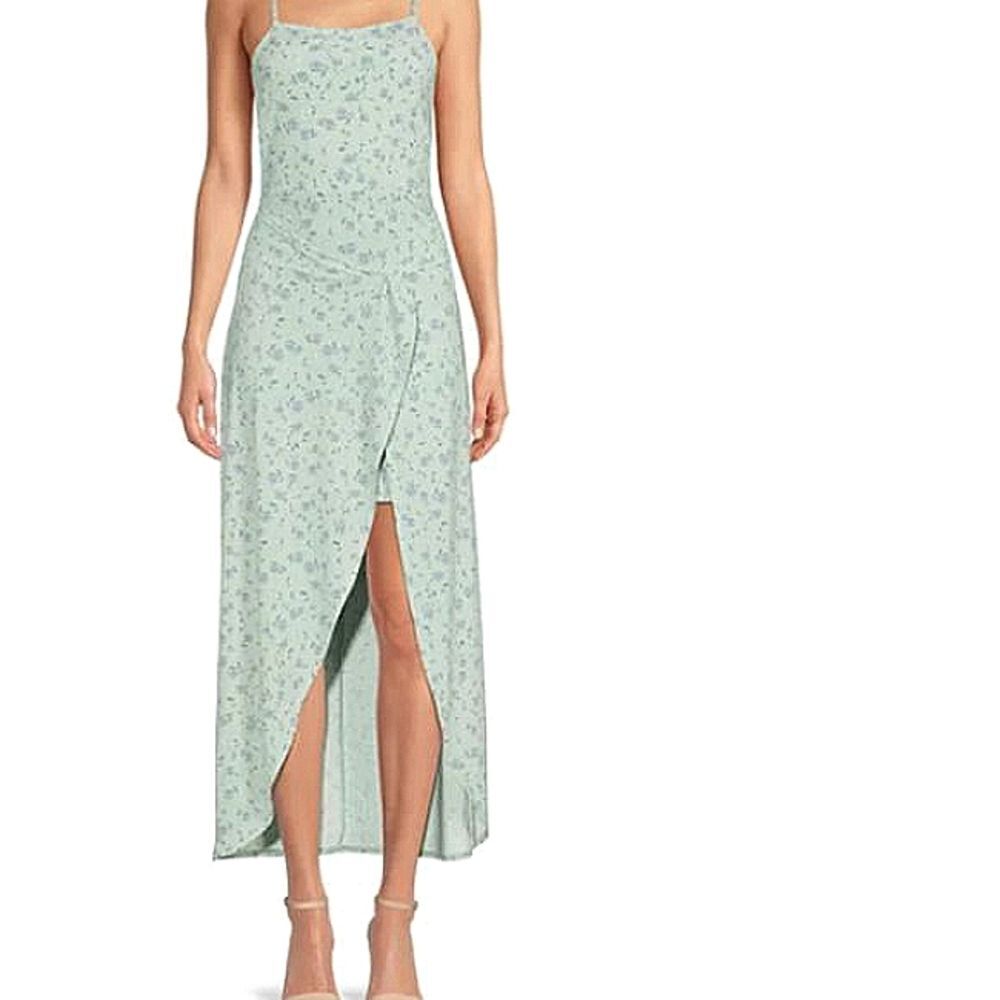 Sage Green Floral Party Maxi Long Tank Dress Wrap Skirt XXL Size Cooling Party